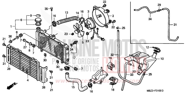 KUEHLER von CB1300 Super Bold'or ABS BOON SILVER METALLIC (NH373) von 1998